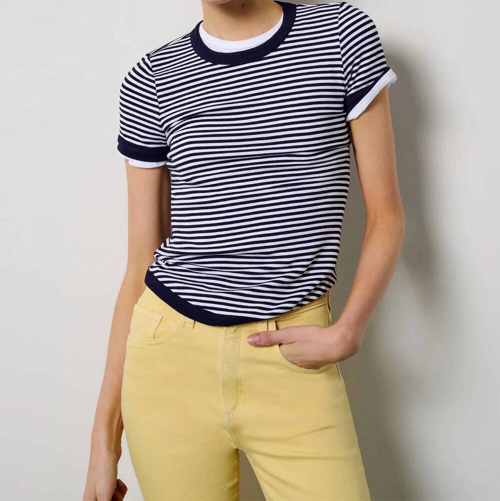 NEW FAVORITE DAUGHTER foundation tee in navy/white stripe